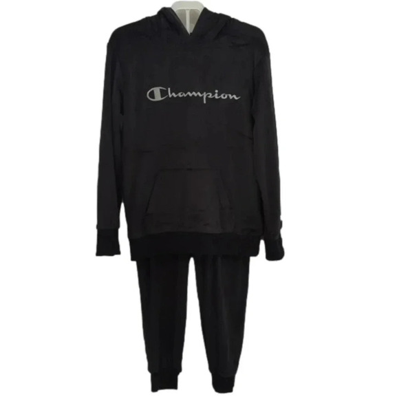 GIRLS champion velour hoodie and jogger set - Picture 1 of 8